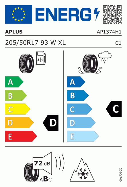 Etiqueta europea 455368 Aplus 205/50 R17