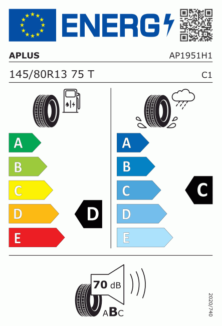 Etiqueta europea 455439 Aplus 145/80 R13