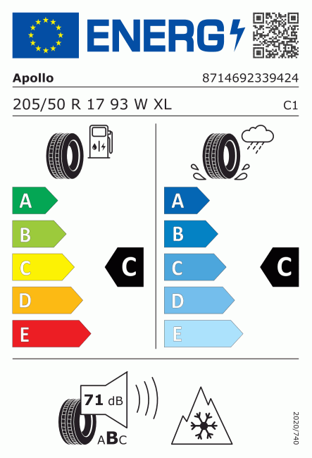 Etiqueta europea 653950 Apollo 205/50 R17
