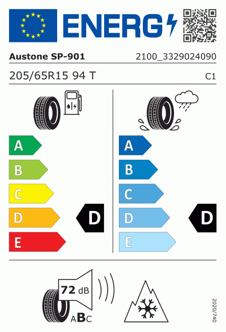 Etiqueta europea 467783 AUSTONE 205/65 R15