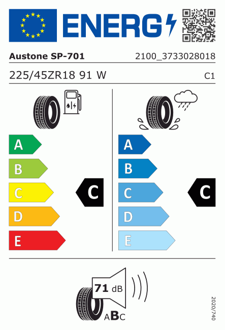 Etiqueta europea 489261 AUSTONE 225/45 R18