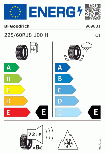 Etiqueta europea 1208926 BF Goodrich 225/60 R18