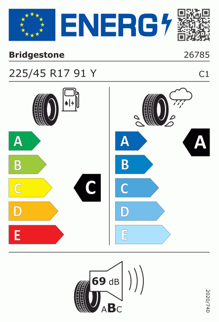 Etiqueta europea 1386152 Bridgestone 225/45 R17