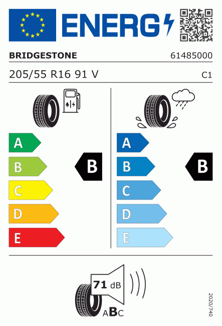 Etiqueta europea 380938 Bridgestone 205/55 R16