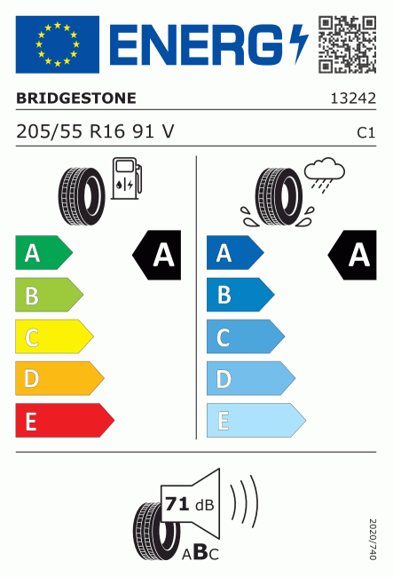 Etiqueta europea 380976 Bridgestone 205/55 R16