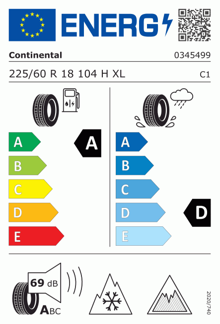 Etiqueta europea 1132807 Continental 225/60 R18