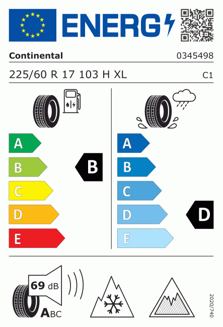 Etiqueta europea 1132812 Continental 225/60 R17