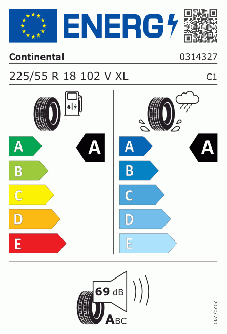 Etiqueta europea 1465164 Continental 225/55 R18