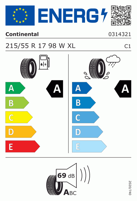 Etiqueta europea 1465181 Continental 215/55 R17