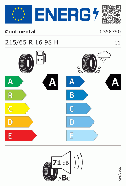 Etiqueta europea 481735 Continental 215/65 R16