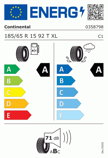 Etiqueta europea 481967 Continental 185/65 R15