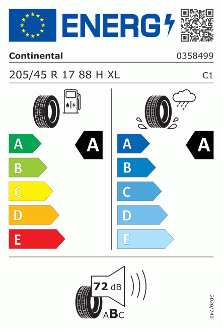 Etiqueta europea 483419 Continental 205/45 R17