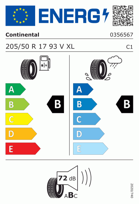 Etiqueta europea 483494 Continental 205/50 R17
