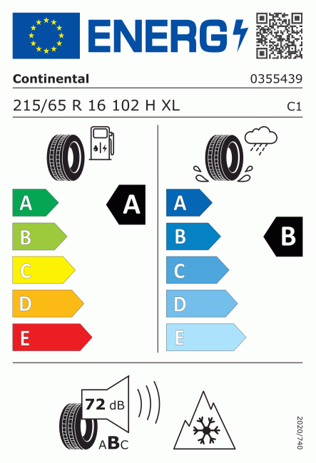 Etiqueta europea 648444 Continental 215/65 R16