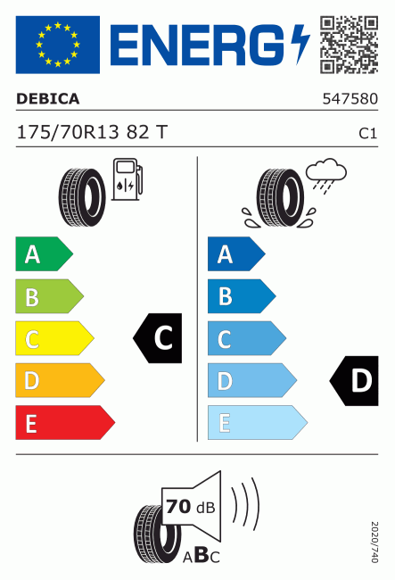 Etiqueta europea 611789 Debica 175/70 R13