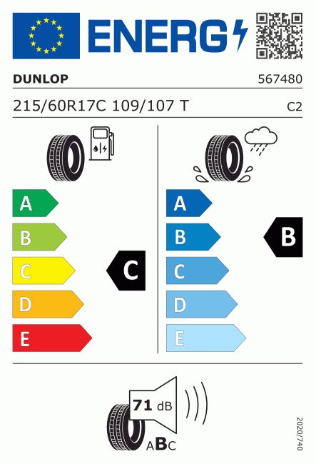 Etiqueta europea 530324 Dunlop 215/60 R17