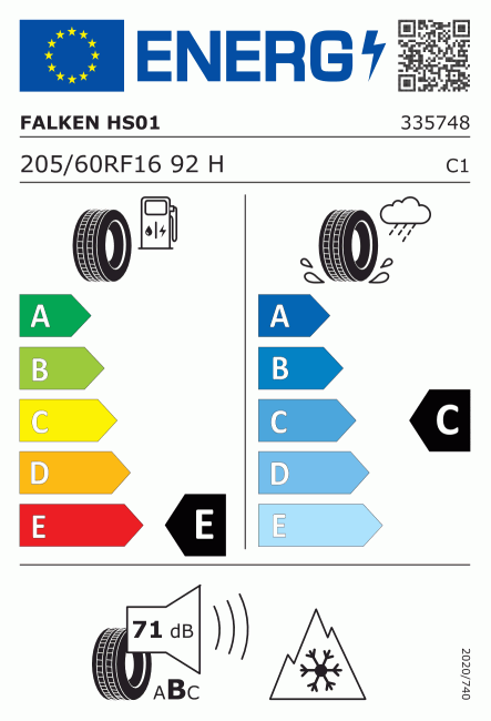 Etiqueta europea 451098 Falken 205/60 R16