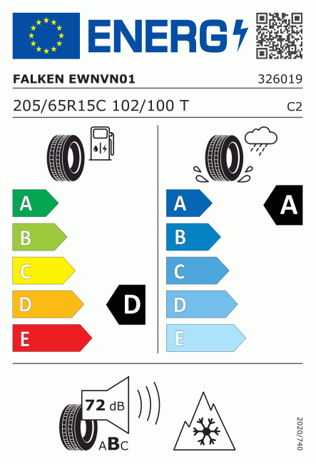 Etiqueta europea 601536 Falken 205/65 R15
