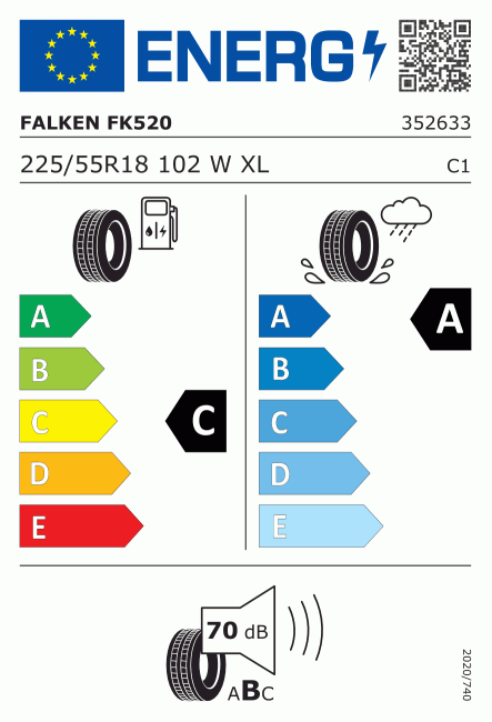 Etiqueta europea 912155 Falken 225/55 R18