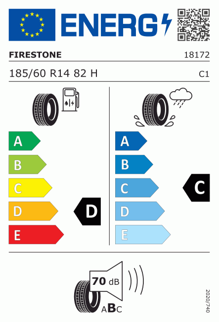 Etiqueta europea 502098 Firestone 185/60 R14