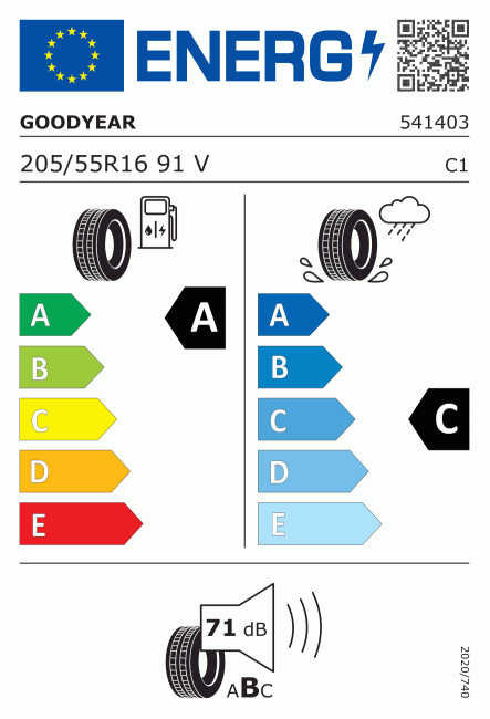 Etiqueta europea 529674 Goodyear 205/55 R16