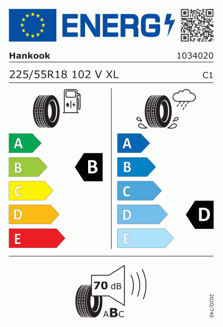 Etiqueta europea 1967965 Hankook 225/55 R18