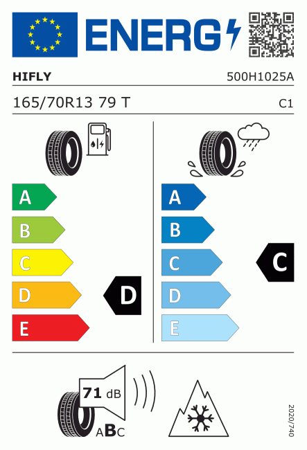 Etiqueta europea 836115 Hifly 165/70 R13