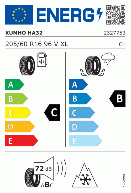 Etiqueta europea 1374933 Kumho 205/60 R16