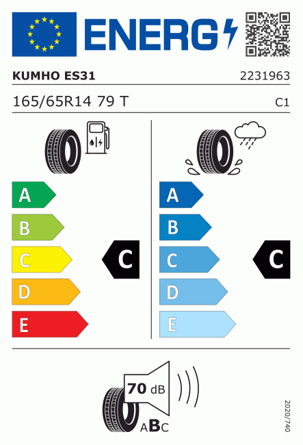 Etiqueta europea 432113 Kumho 165/65 R14