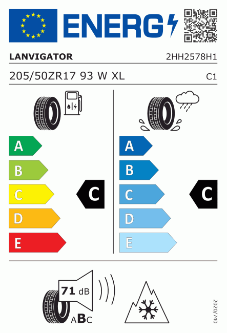 Etiqueta europea 1606155 LANVIGATOR 205/50 R17