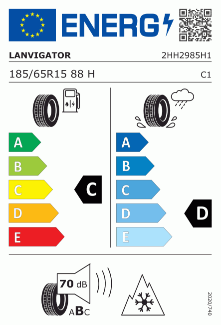 Etiqueta europea 2113811 LANVIGATOR 185/65 R15