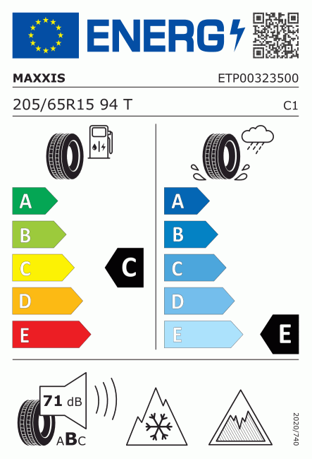 Etiqueta europea 463134 Maxxis 205/65 R15