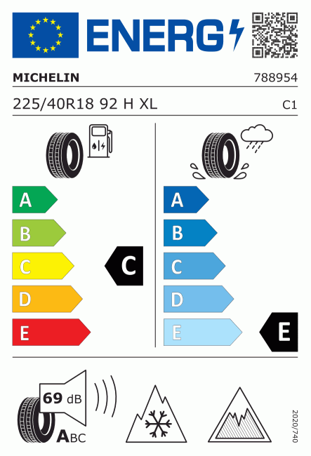 Etiqueta europea 412142 Michelin 225/40 R18