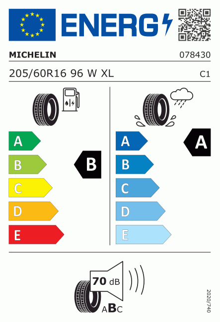 Etiqueta europea 821691 Michelin 205/60 R16