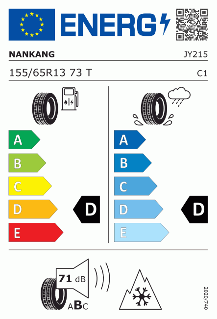 Etiqueta europea 444173 Nankang 155/65 R13