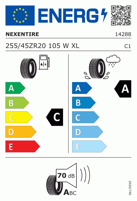 Etiqueta europea 430686 Nexen 255/45 R20