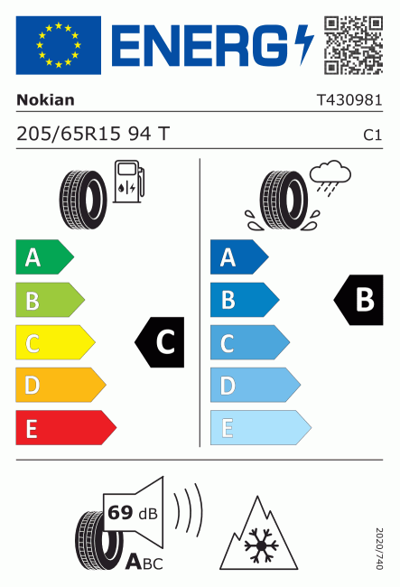 Etiqueta europea 511109 Nokian 205/65 R15