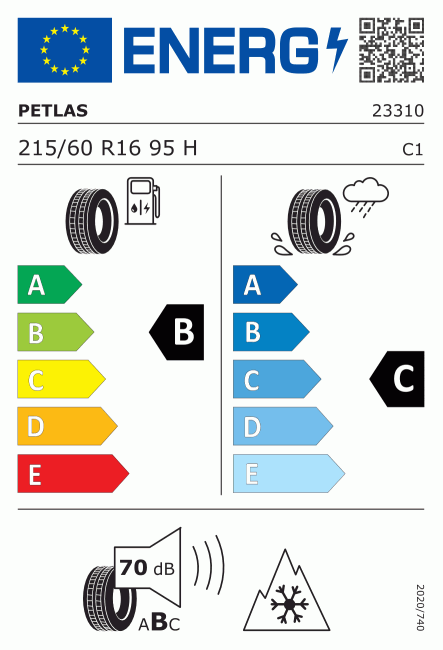 Etiqueta europea 505159 PETLAS 215/60 R16