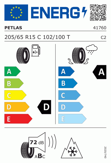 Etiqueta europea 509897 PETLAS 205/65 R15
