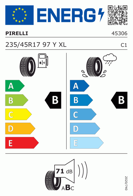 Etiqueta europea 1861375 Pirelli 235/45 R17