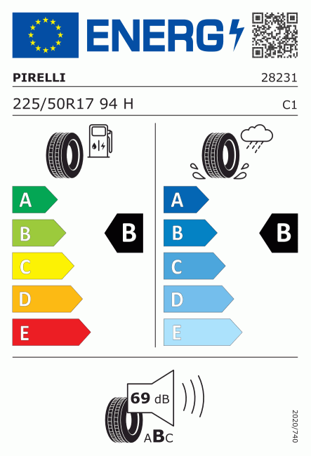 Etiqueta europea 595695 Pirelli 225/50 R17