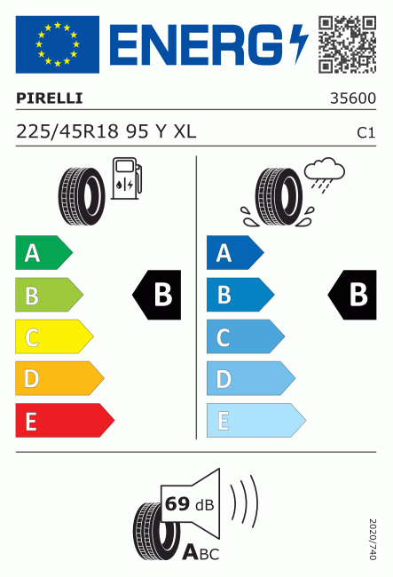 Etiqueta europea 596116 Pirelli 225/45 R18