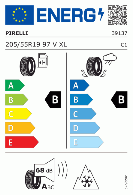 Etiqueta europea 596722 Pirelli 205/55 R19