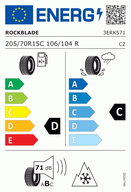 Etiqueta europea 597256 ROCKBLADE 205/70 R15