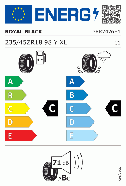 Etiqueta europea 1367894 Royal black 235/45 R18