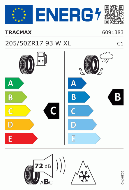 Etiqueta europea 613306 TRACMAX 205/50 R17
