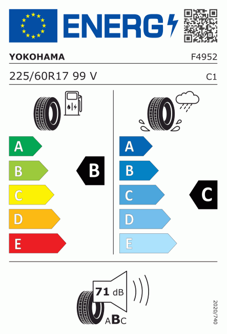 Etiqueta europea 646005 Yokohama 225/60 R17